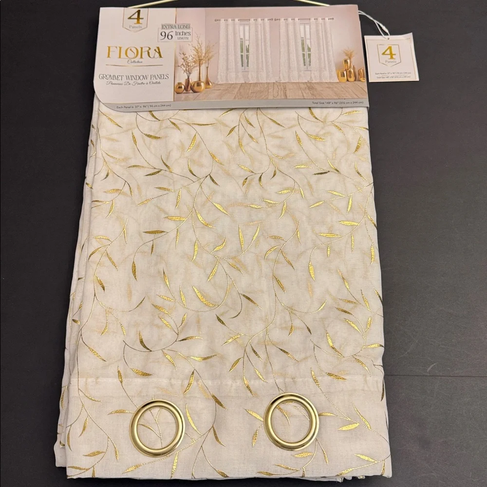 FLORA Collection Extra Long Set Of 4 Grommet Window Panels - 37